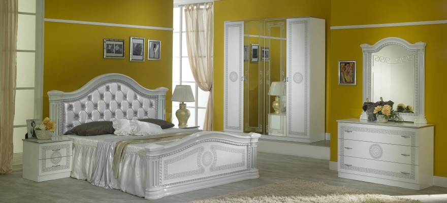 Полный набор спальни Дизайн Modern Luxus Bed 2x Nightstand 6 шт Гардероб