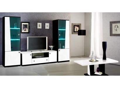 Moderne Wohn Wand Wohnzimmer Vitrine Sideboard RTV Regal Wände Schrank 3tlg. Neu