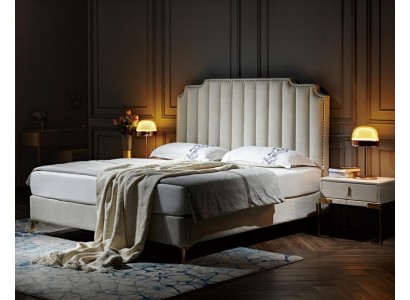 Кожаная кровать 2x, 3-х предметный набор спальни с 2 тумбочками. Современная новая роскошная мебель для спальни.