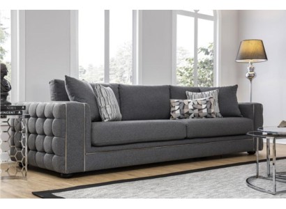 Luxus Wohnzimmer Sofa 2 Sitz Zweisitzer grau Couch Chesterfield Couchen Neu