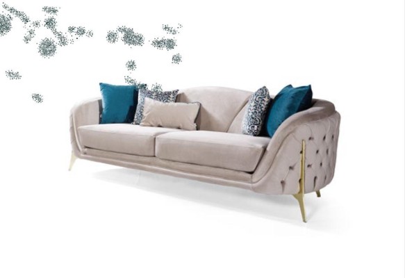 Sofa 3 Sitz Sitzer Design Wohnzimmer Polster Holz Polster Moderne Luxus Grau