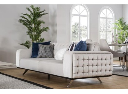 Luxus Wohnzimmer Sofa 2 Sitz Zweisitzer Weiß Couch Chesterfield Couchen Neu