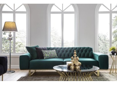 Luxus Wohnzimmer Sofa 2 Sitz Zweisitzer Grün Couch Chesterfield Couchen Neu