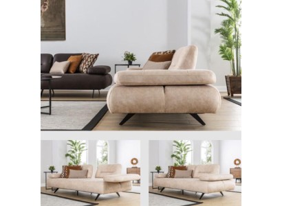 Sofa 2 Sitzer Polstersofa beige Textill Leder Design Modern Couch Sofas Luxus