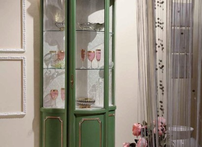 Половина шкафа Витринные шкафы Стеклянный шкаф Витрина Деревянный гостиная Роскошь Зеленый сервант