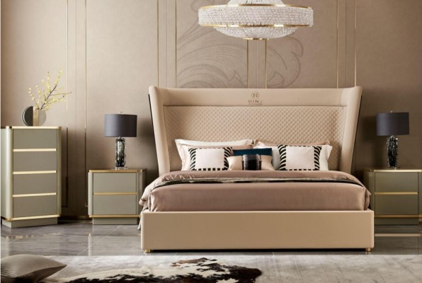 Дизайнерская спальня Кровать 2 тумбочки Комод 4 предмета Новый набор