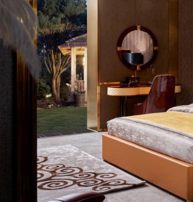 Кровать спальня мебель 6шт. Кожаный комплект дизайна роскошные кровати.