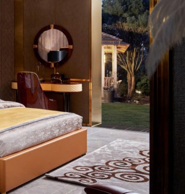 Кровать спальня мебель 6шт. Кожаный комплект дизайна роскошные кровати.