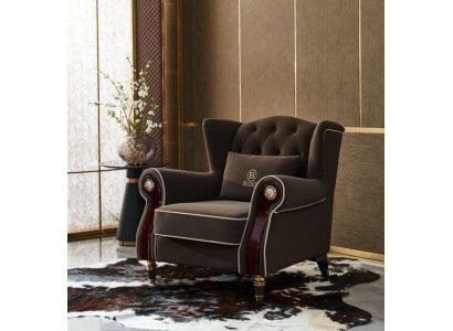 Edler Design Chesterfield Polster Sessel Fernseh Sitz Club Lounge Textil Luxus