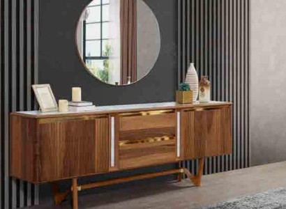Sideboard Комоды Набор Итальянская мебель 2-частный. Шкаф Деревянная комод с зеркалом