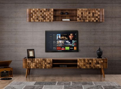 TV-шкаф, телевизионный комод, телевизионный комод, тумба Lowboard из дерева, современный телевизионный стенд для гостиной.