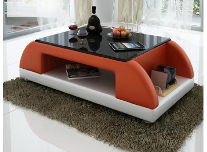 Modern Couch Polster Leder Tisch Wohnzimmer Beistell Glas Tische Kaffee