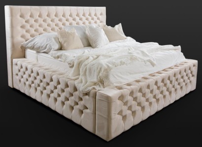 Роскошная кровать Chesterfield из велюра, из текстиля, двуспальная, мебель для отеля размером 140х200.