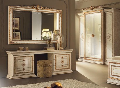 Schminktisch mit Spiegel Luxus Konsole Kommode Schlafzimmer Barock Rokoko 2tlg.