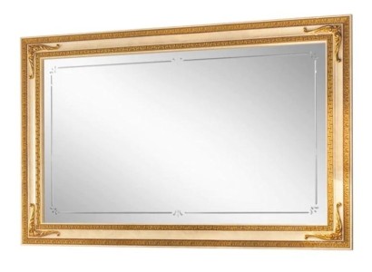 Классическое зеркало с деревянной рамой для стены, мебель с золотым оттенком 170x110, деревянная рама на стену.