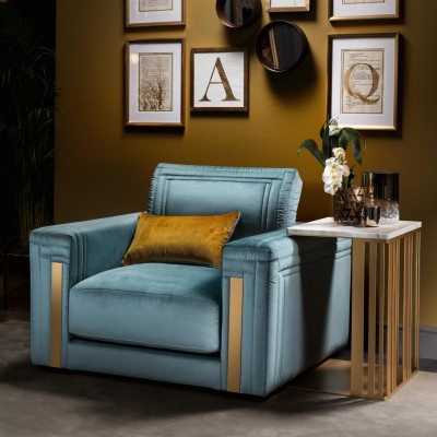 Sessel Club Lounge Design Lehn Stuhl Polster Sofa Fernseh Blau arredoclassic