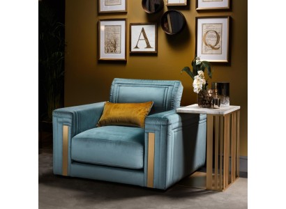 Sessel Club Lounge Design Lehn Stuhl Polster Sofa Fernseh Blau arredoclassic