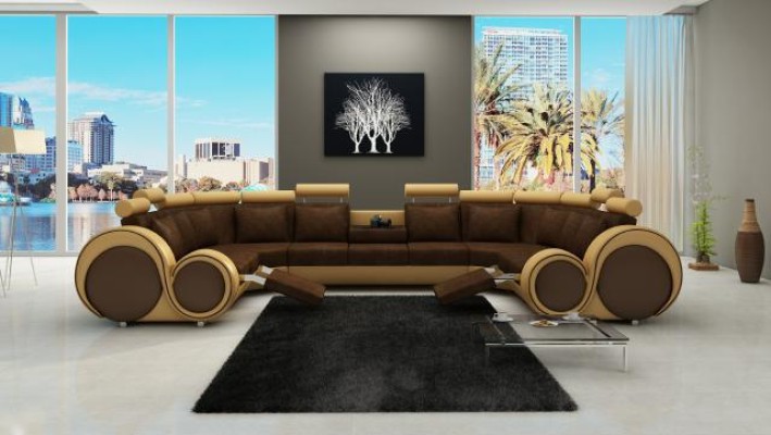 Современный кожаный диван угловой, мягкая мебель XXL, большие гостиные + USB