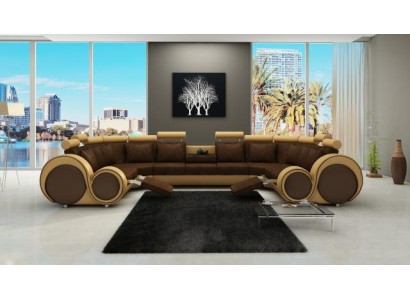 Современный кожаный диван угловой, мягкая мебель XXL, большие гостиные + USB