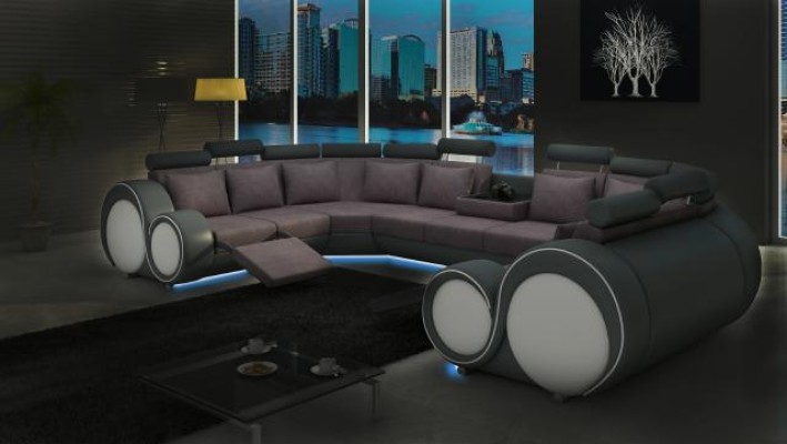 Современный кожаный диван угловой, мягкая мебель XXL, большие гостиные + USB