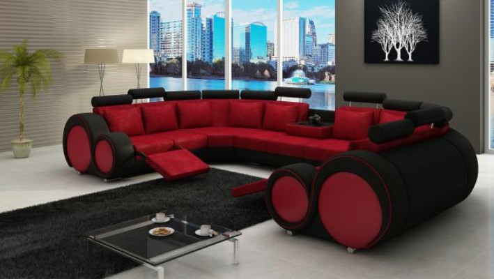 Современный кожаный диван угловой, мягкая мебель XXL, большие гостиные + USB