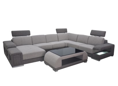 Ecke Stoff Modern XXL Couch Wohnlandschaft Textil Sofa U-Form B2015 Stoff +Tisch