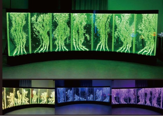 Панель стены с пузырьками воды с LED-подсветкой дизайнерские стены с водой освещены