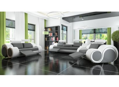 Leder Sofa Sofagarnitur 321 Sitz USB Couchgarnitur Polstergarnitur BERLIN Couch