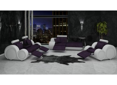 Sofa Garnitur Leder & Textil Stoff + USB,Sofagarnitur 3+Chaise+1 Wohnlandschaft