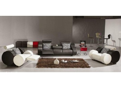 LEDERSOFA mit USB COUCH GARNITUR 3+2+1 SITZER POLSTERGARNITUR DESIGNER SOFA NEU