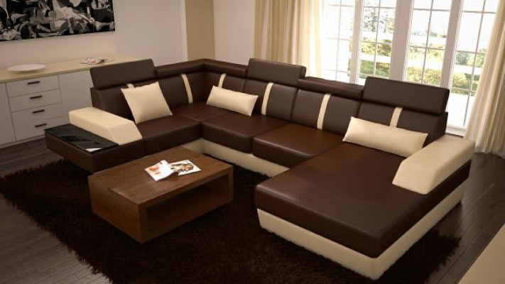 Дизайнерский угловой диван-гостиная с USB. Мягкий гарнитур. Диван из кожи. Новые диваны.