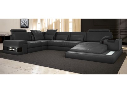 Ecksofa U-Form Couch Design Polster Textil Neu Wohnlandschaft Bettfunktion Stoff