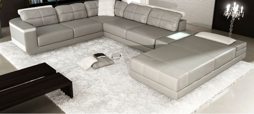 Модульный угловой диван серый кожа обивка угол диван U-образной формы новые диваны.