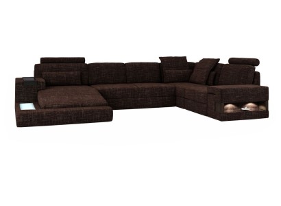 Ecksofa U-Form Moderne Sofa Ledersofa Ecksofa Polster Stoff Textil Design Sofa