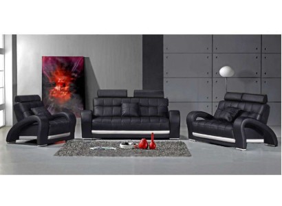 Ledersofa mit USB Wohnlandschaft 3+2+1 Sitzer Garnitur Design Modern Sofa B2023