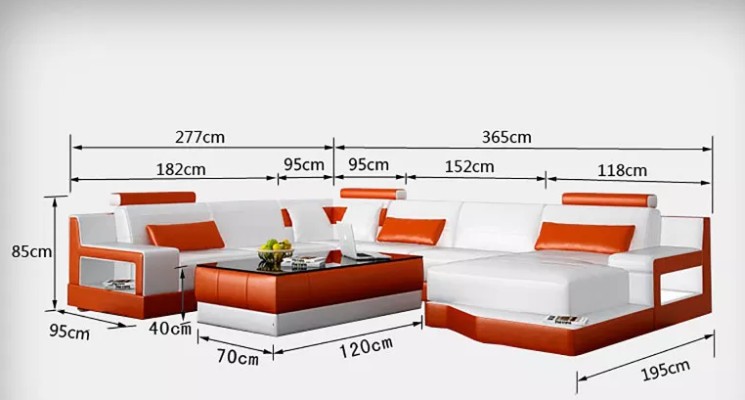 Кожаный угловой диван в форме U Дизайнерский диван для гостиной Современный диван Столик журнальный