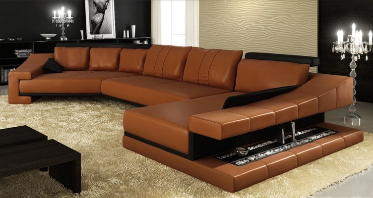 Кожаный угловой диван XXL для гостиной, дизайнерский диван Bigsofa PHM105.