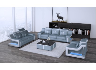 Sofa USB Couch Polster 3+2+1 Garnitur Leder Sofas Couchen Set Kombination Neu