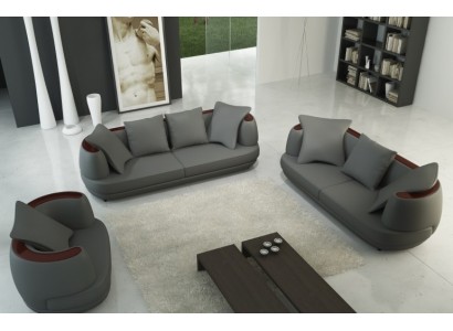 Мягкий уголок Royal Luxus Designer Couch с подушками из кожи 3+2+1 Royal Grau