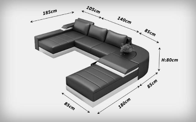 Угловой диван Eck Sofa с USB, кожаная обивка, мебельный комплект, зона отдыха, шезлонг Bellenberg.