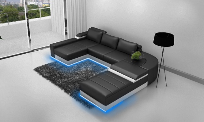 Угловой диван Eck Sofa с USB, кожаная обивка, мебельный комплект, зона отдыха, шезлонг Bellenberg.