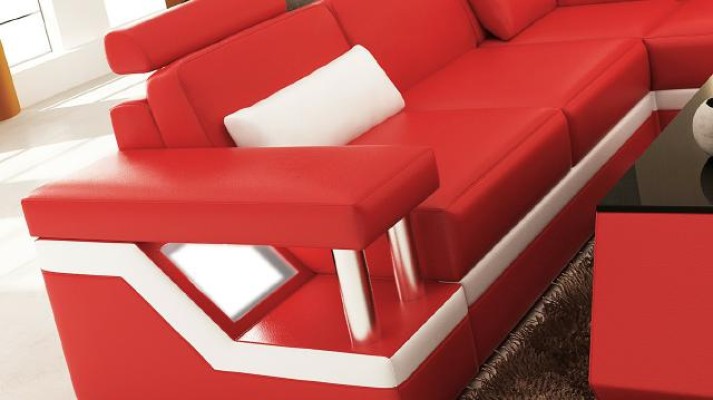 КУШЕТКА ИЗ КОЖИ XXL С USB И НАСТРОЙКОЙ LEDER ECKSOFA по размеру HH4