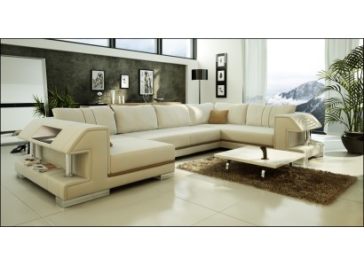 Ecksofa Sofa Couch Polster Designer Leder XXL U Form Ledersofa Wohnlandschaft