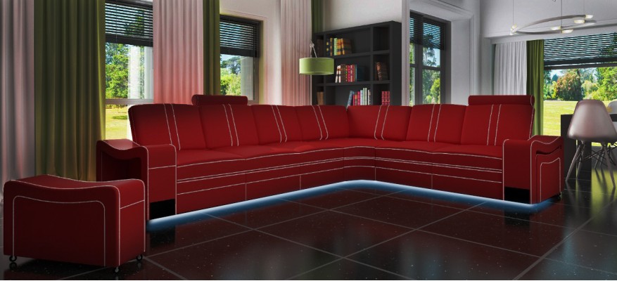 КОЖАНЫЙ УГЛОВОЙ ДИВАН-ГАРНИТУР ИЗ USB LEDER SOFA XXL CUSTOM MADE LIVING LANDSCAPE NEW.