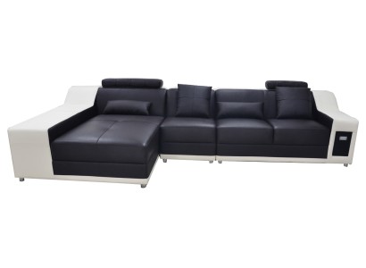 Ecke Leder Modern XXL Couch Wohnlandschaft Ledersofa Sofa mit USB,L-Form B2017B