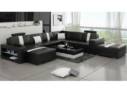 Ecksofa Polster +USB Designer Sofa Couch Modernde Sofas U Form Leder Eckgarnitur