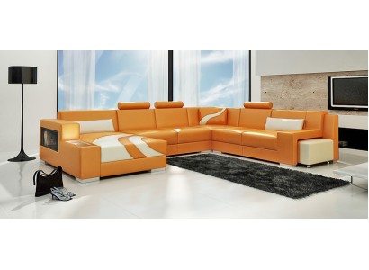 Ecksofa Polster Designer Sofa Eckgarnitur Couch Modernde Sofas U Form Leder +USB