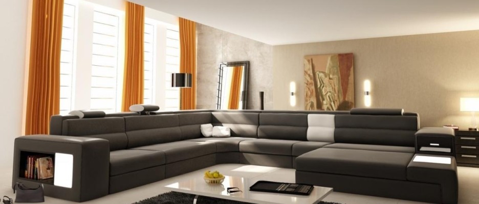 Дизайнерский угловой диван, диван, обивка, угловой гарнитур, гостиный гарнитур, кожа, USB+LED