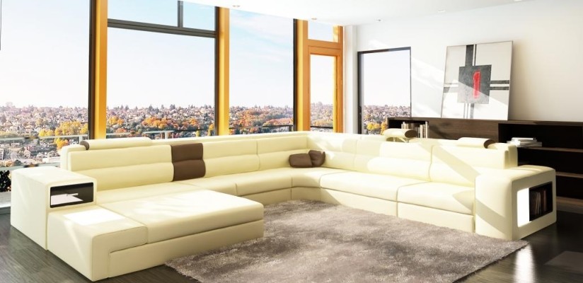 Дизайнерский угловой диван, диван, обивка, угловой гарнитур, гостиный гарнитур, кожа, USB+LED