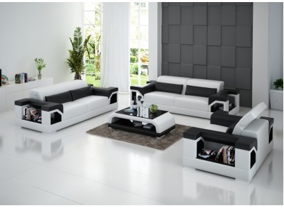 Ledersofa Couch Sofagarnitur Set 3+2+1Sitzer Garnitur Design Modern Sofa mit USB